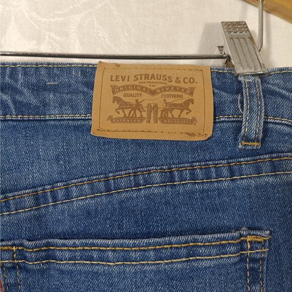 Levis Girls Jeans 14 Reg Cropped Wide Leg Raw Hem Blue Denim - Picture 14 of 16